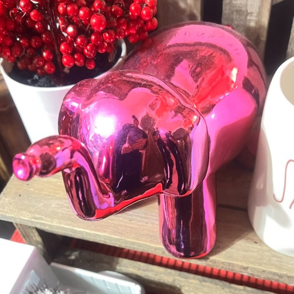 Pink Electroplated Balloon Elephant Statue - Modern Home Decor